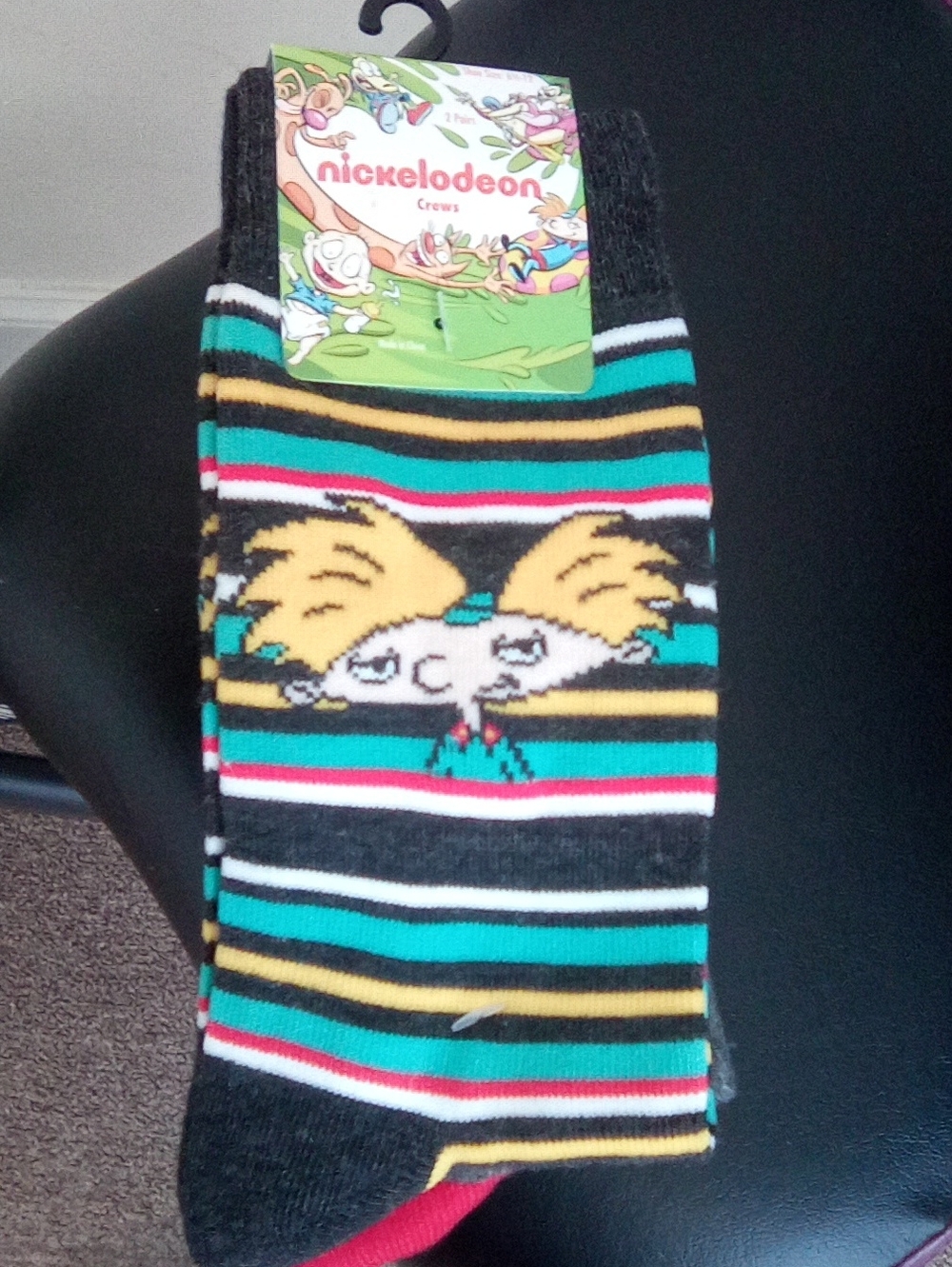 New Nickelondeon Crew Socks, 2 Pair, Hey Arnold - Picture 2 of 3